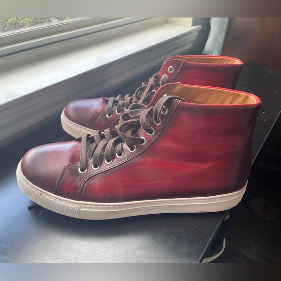 Magnanni Men’s Hightop Sneaker Rich Burgundy - Picture 3 of 6